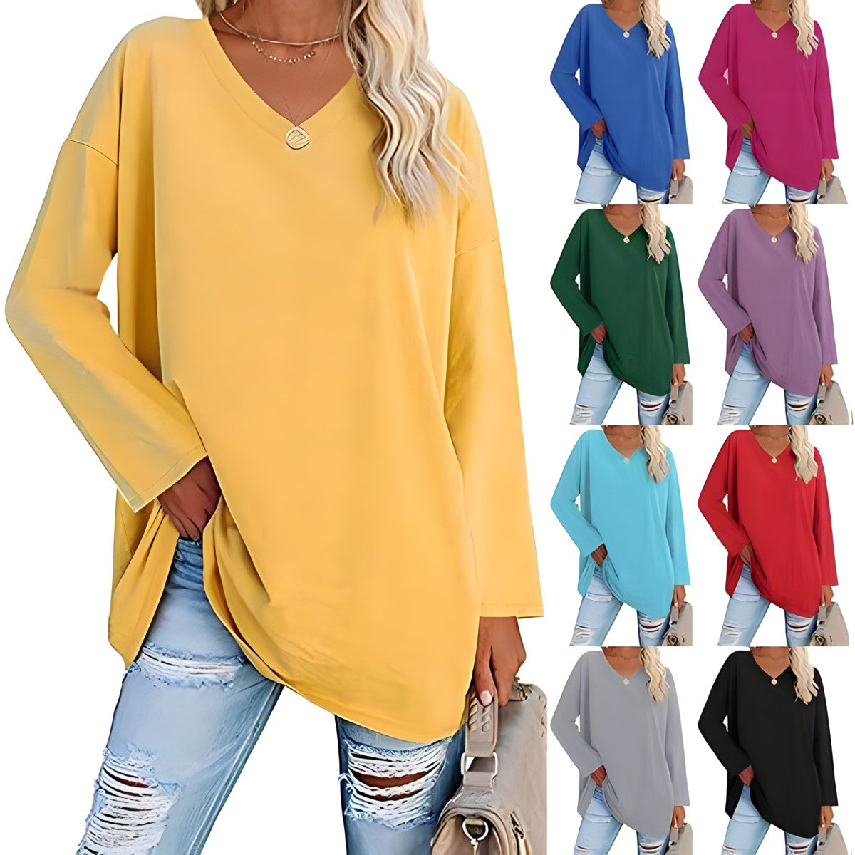 Wendy™ Long-sleeved jumper with V-neckline