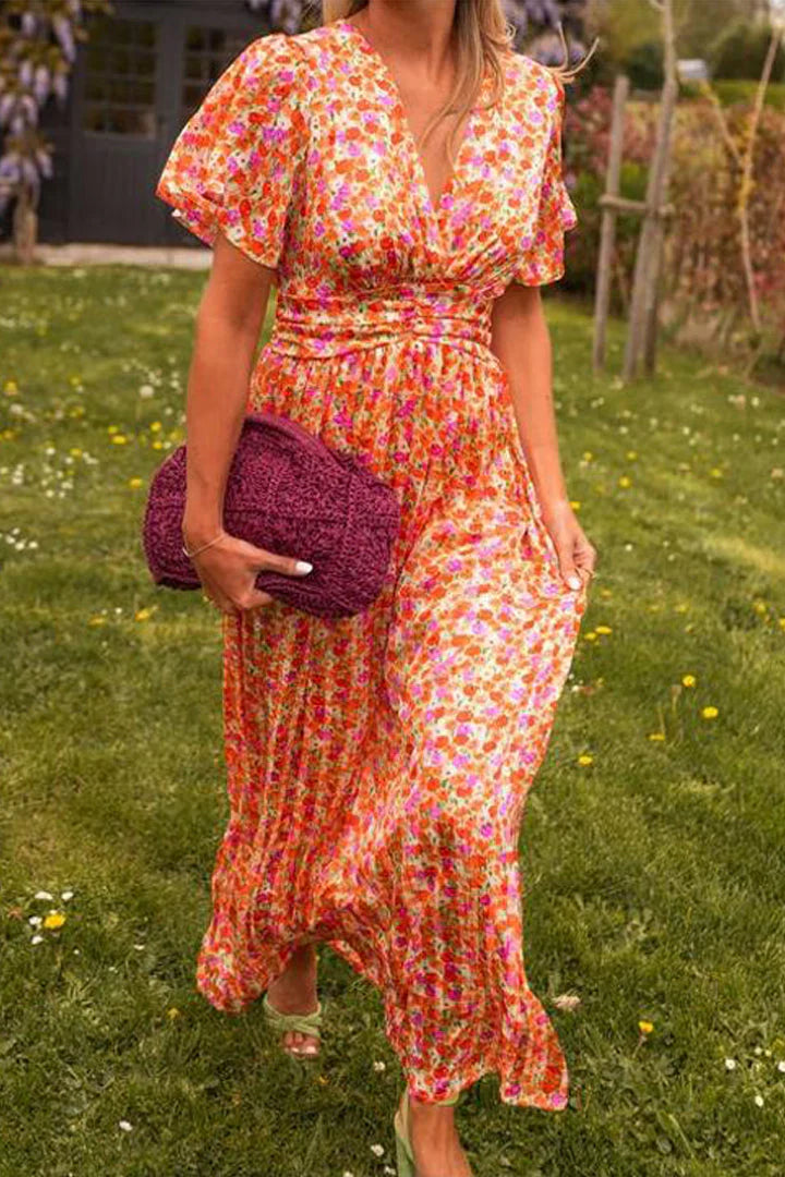 Floral Maxi dress with V-neck