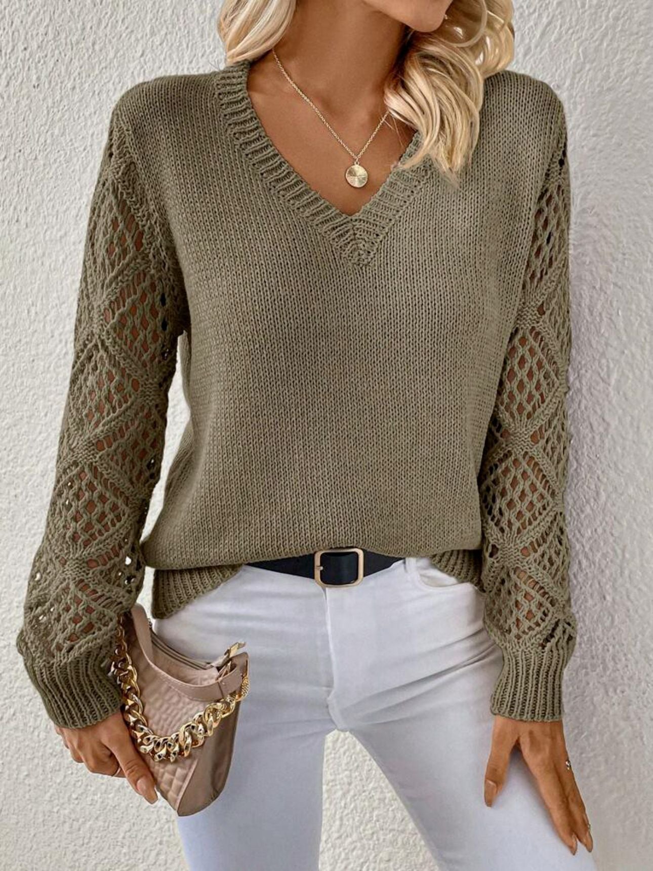 Gwen™ V-Neck Knitted Sweater